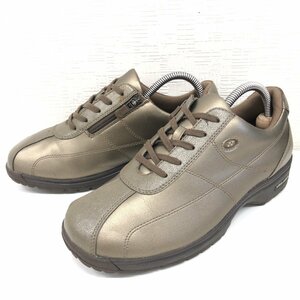 *YONEX Yonex regular price 12,100 jpy water-repellent eko leather walking shoes 24.5cm Gold sneakers comfort health shoes side Zip 