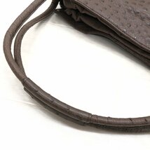 ●Real Ostrich Hand Bag フルポイント オーストリッチ 本革 レザーハンドバッグ ココアブラウン ショルダーバッグ 巾着バッグ レディース_画像7