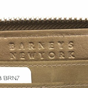 ●極美品 BARNEYS NEWYORK バーニーズニューヨーク 牛革 レザー イントレチャート ラウンドジップ ロングウォレット ゴールド 長財布 紳士の画像4