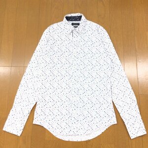 ZARA MAN ザラマン 総柄 花柄 B.D. スリムフィット シャツ 38(JP:M相当) 白系 ホワイト系 長袖 国内正規品 メンズ 紳士