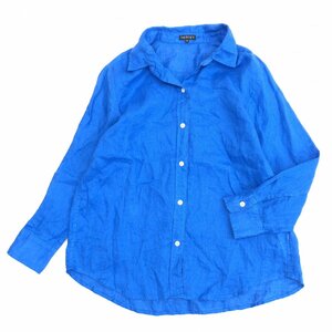 INDIVI インディヴィ 麻 リネン100% ゆったり フレンチリネン シャツ 38(M) 青 ブルー ブラウス 長袖 オーバーサイズ 国内正規品 女性用