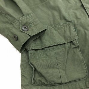 ●70's ALLEN OVERALL アメリカ軍 米軍 ジャングルファティーグジャケット M オリーブ R/S リップストップ ミリタリー ヴィンテージ 古着の画像6