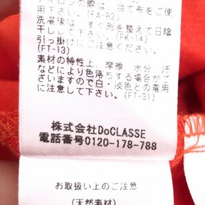 DoCLASSE ドゥクラッセ 麻 リネン100% レース装飾 ノーカラー ゆったり チュニック シャツ 9(M) オレンジ ブラウス 長袖 レディースの画像8