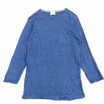 B&Y UNITED ARROWS ユナイテッドアローズ 麻 リネン100% サマーニット セーター M 紺 ネイビー 七分袖 ポケット Tシャツ ポケT メンズ 紳士_画像1