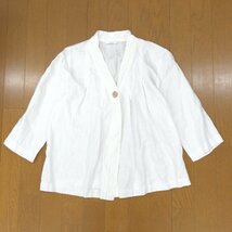SHIPS シップス 麻 リネン100% シェルボタン サマーカーディガン M 白 ホワイト 日本製 羽織り ジャケット 国内正規品 レディース 女性用_画像1