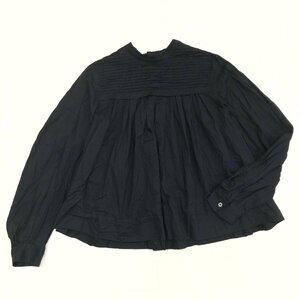 美品 B&Y UNITED ARROWS ユナイテッドアローズ スタンドカラー シアー フレアシャツ F 黒 ブラック ブラウス シースルー 長袖 レディース