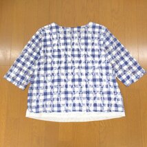 KANSAI BIS カンサイビス ギンガムチェック メッシュレイヤード カットソー 13(XL) ホワイト×ネイビー Tシャツ LL 2L ゆったり 大きい_画像2