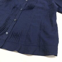 KANSAI BIS カンサイビス ノーカラー コットン フレアシャツ 13(XL) 濃紺 ネイビー ブラウス 七分袖 LL 2L ゆったり 大きい レディース_画像6