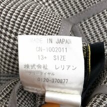 Leilian レリアン ウール100% グレンチェック サマージャケット 13(XL) チャコールブラウン系 日本製 半袖 羽織り LL 2L ゆったり 大きい_画像6