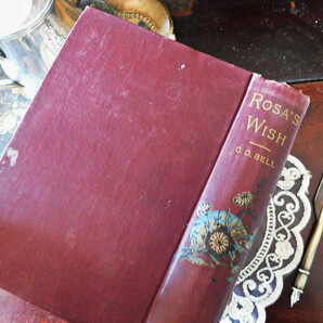*゜+ 19世紀 洒落たフローラルイラスト付き表紙 ワイン色 花柄 英国 アンティークブック ヴィンテージ本 洋書 古書 アンティークの画像4