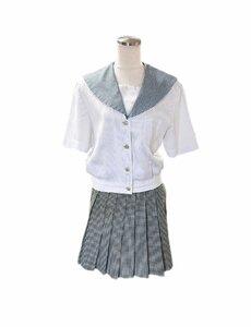 [岡山就実高等学校]女子制服 夏セーラー服 スカート サイズ不明 旧モデル 難有 中古品