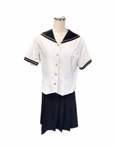 [岡山南高等学校]女子制服 夏セーラー服 スカート 170A W60 半袖シャツ 中古品