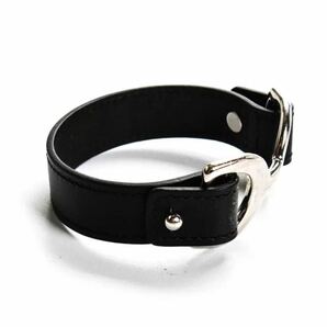 Hermes レザー ブレスレット バングル エルメスBox Leather Pavane Cuff Bracelet Black Silver シェーヌダンクル の画像2