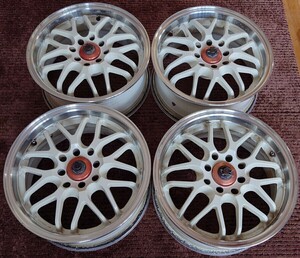 ☆NS-2 RACING SPARCO 6.5J PCD100 114.3 4本 4H レーシング スパルコ メッシュ CRIMSON クリムソン 当時物 深リム 15inch JDM SSR MESH 