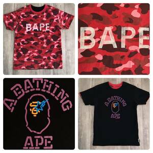 ★リバーシブル★ pharrell camo ネオン カレッジロゴ Tシャツ reversible neon college logo a bathing ape bape エイプ ベイプ red camo