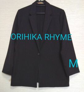 良品【ORIHIKA RHYME☆オリヒカライム】サマージャケット　黒　M　軽量　ゆったり　ブラック　多少ストレッチ　ノッチ