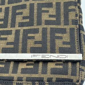 【美品】FENDI フェンディ ズッカ柄 ズッカ ワンショルダー 肩掛け ハンドバッグ キャンバス ブラウン シルバー金具の画像6