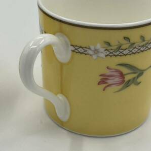 TIFFANY＆Co. ティファニー デミタス カップ＆ソーサー 2客セット ペア 黄色 花柄 コーヒーカップの画像5