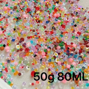 50g80ML VカットラインストーンMIX椿パーツ蓄光蛍粒入りネイルDIYハンドメイド金箔入りラインストーンクリスタルAB手芸