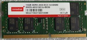 innodisk 16GB x1 DDR4 2400MHZ M4DS-AGS1QC0J-BE82 ECC バッファなし SODIMM 260ピン（送料無料）