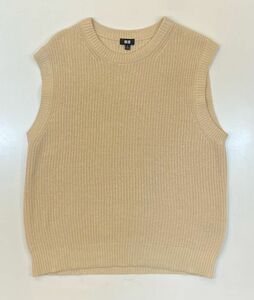 H6797　UNIQLO　ユニクロ　オーバーサイズクルーネックベスト　ニットベスト　ベスト　ベージュ　M