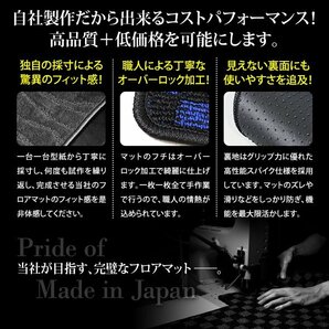 【国産】ホンダ N-ONE JG1/JG2 全グレード対応 フロアマット カーマット フットレスト付 全席分 3P フルセット ブラック×ブルー チェックの画像5