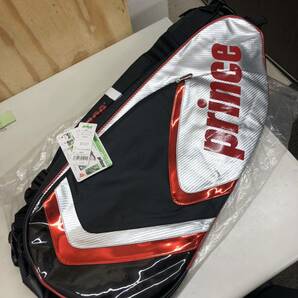 ⑨ Prince GM222 ラケットバッグ 黒 赤 一部劣化有 中古 未使用 長期保管品 テニス tennis bag ラケットの画像1