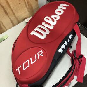 12 Wilson Tour 赤 ラケットバッグ 中古 未使用 長期保管品 テニス tennis bag ラケットの画像2