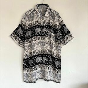 新品／BUDDYY All shirt shop 開襟シャツ リゾートエスニックシャツ リゾートL