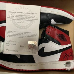 2013 Jordan1 black toeマイケル・ジョーダン直筆サンイ