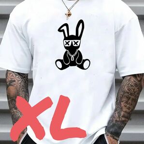 【XLサイズ】新品･未使用　半袖 T《クールラビット》ホワイト　グラフィックT　柔らかい素材 半袖Tシャツ