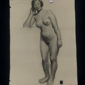 1 絵画 明治 大正 スケッチ デッサン アート 美術 画家 芸術 古美術 裸婦 作者不明 47cm×62cm の画像1