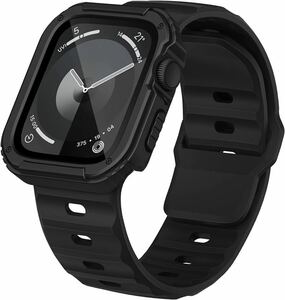 [Suitisbest] コンパチブル Apple Watch バンド 45mm アップルウォッチ バンド シリコン Apple Watch スポーツバンド 保護ケース付き 