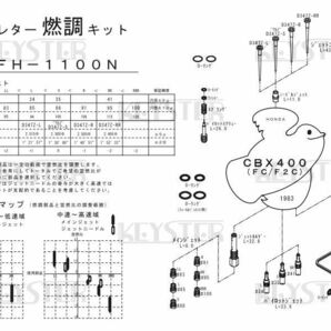 ■ FH-1100N CBX400F FC-F2C キャブレター リペアキット キースター 燃調キット ２の画像3