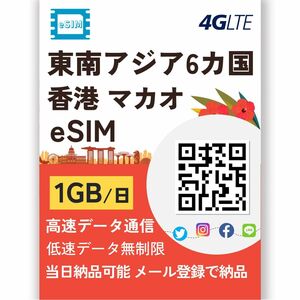 【eSIM】東南アジアeSIM 10日間 高速データ通信 タイ シンガポール マレーシア ベトナム インドネシア 