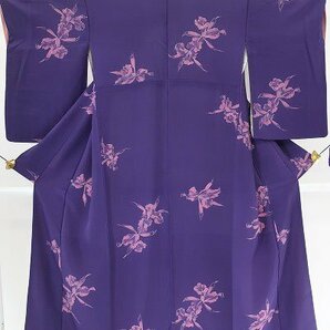 【着物フィ】アンティーク 小紋 身丈156cm 紫 大正ロマン レトロ 正絹 仕立て上がり kimono 袷 15846の画像2