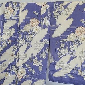 【着物フィ】アンティーク 小紋 身丈145cm 薄紫 花 蝶々 大正ロマン レトロ 正絹 仕立て上がり kimono 袷 15864の画像1
