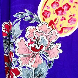【着物フィ】アンティーク 小紋 身丈153cm 紫 花丸紋 大正ロマン レトロ 仕立て上がり kimono 袷 15890の画像8