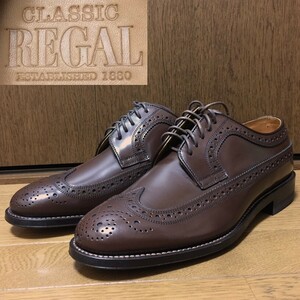 未使用 REGAL CLASSIC リーガル クラシック 日本製 JN45 牛革 レザー ウイングチップ ドレス ビジネス シューズ 25.5 EEE 茶 ブラウン 本革