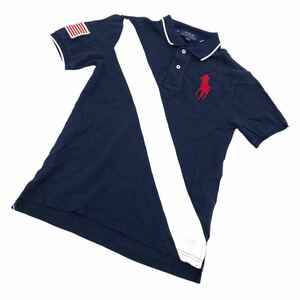 NS126 POLO RALPH LAUREN ポロラルフローレン 子供服 キッズ ポロシャツ 半袖ポロ トップス Tシャツ 綿100% M 10-12 ネイビー 紺