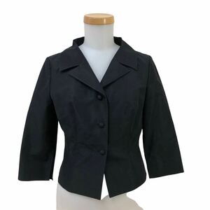 NB218 Sybilla シビラ ジャケット アウター 上着 羽織り 七分袖 薄手 ブラック 黒 レディース M 日本製