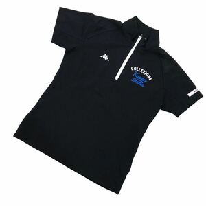 NS127 Kappa カッパ Tシャツ 半袖Tシャツ トップス ハーフジップ 半袖 スポーツウェア レディース M ブラック 黒