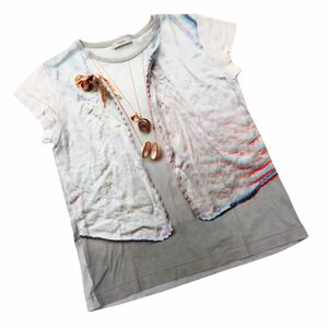 B383-10 Paul Smith ポールスミス 半袖 Tシャツ シャツ カットソー トップス クルーネック コットン 100% ホワイト系 レディース M 日本製