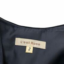 S202 日本製 L'EST ROSE レストローズ ワンピース ドレス 半袖ワンピース フレアワンピース ミニドレス ラメ 刺繍 レディース 2 ネイビー_画像8
