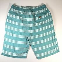 LONG BEACH SURF ショートパンツ メンズ L 短パンツ エメラルドグリーン 緑 ボーダー柄 やや美品 中古 送料185円_画像3