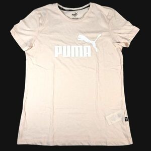 プーマ PUMA 半袖Tシャツ レディース M 丸首 文字、ロゴ 薄ピンク 美品 中古 送料185円