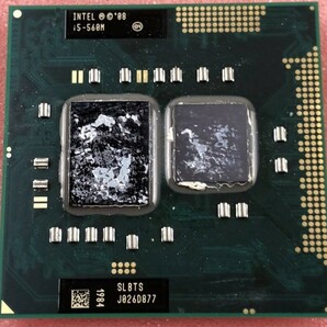 【中古パーツ】複数購入可 CPU Intel Core I5-560M 2.6GHz TB 3.2GHz SLBTS Socket G1(rPGA988A) 2コア4スレッド動作品 ノートパソコン用の画像2