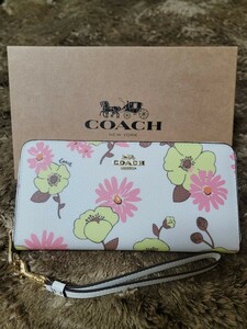 【1スタ】C-413 新品未使用 COACH フローラル クラスター プリント ロング ジップ アラウンド ウォレット ストラップ付き