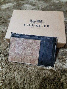 【1スタ】C-417 新品未使用 COACH シグネチャー ジップ カードケース コインケース