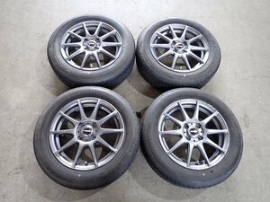 YS7814【送料無料175/65R15】フィット アクア スイフト キューブなどへ BS 中古夏タイヤアルミセット ●15×5.5J 100/4H ET43●